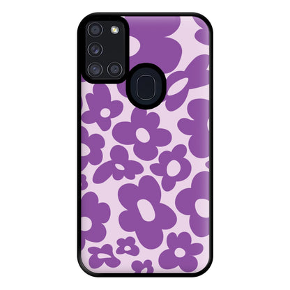 Purple Flowers - Trippy Patterns Phone Case for Galaxy A21s