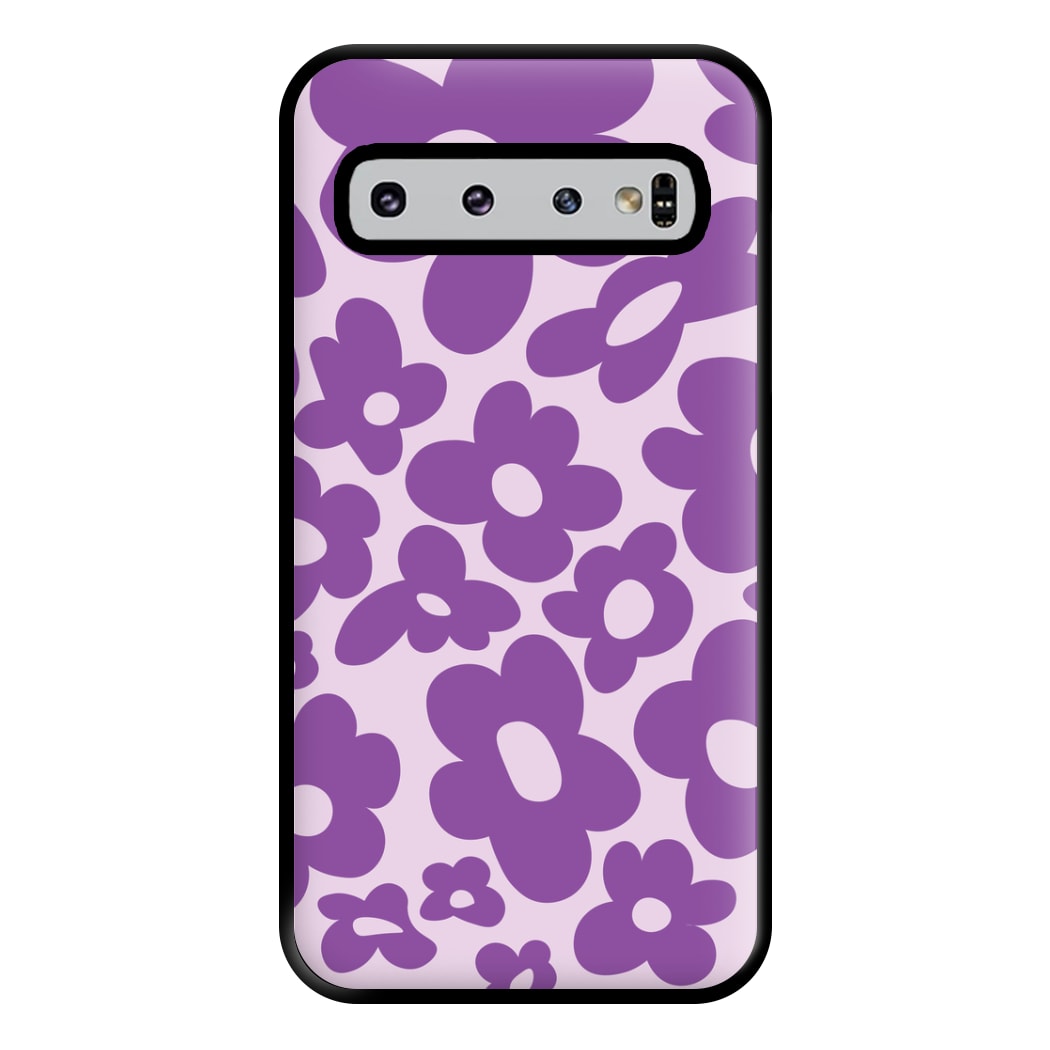 Purple Flowers - Trippy Patterns Phone Case for Galaxy S10 Plus