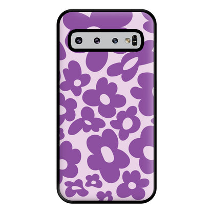 Purple Flowers - Trippy Patterns Phone Case for Galaxy S10 Plus