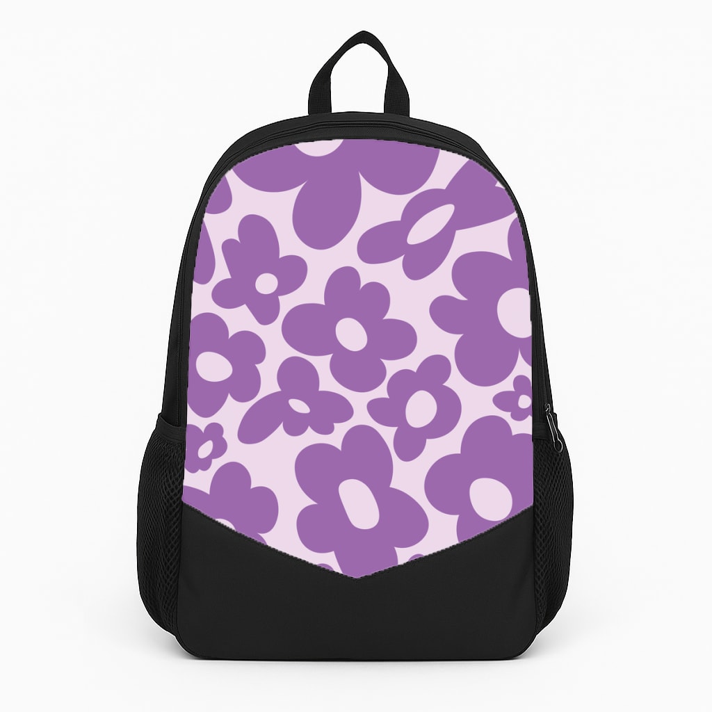 Purple Flowers - Trippy Patterns Large Backpack