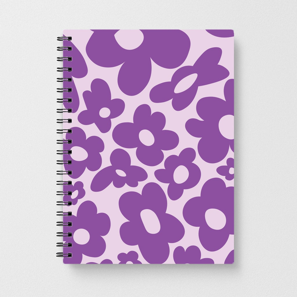 Purple Flowers - Trippy Patterns Notebook
