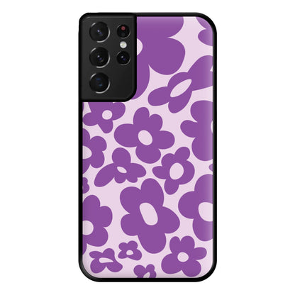 Purple Flowers - Trippy Patterns Phone Case for Galaxy S21 Ultra