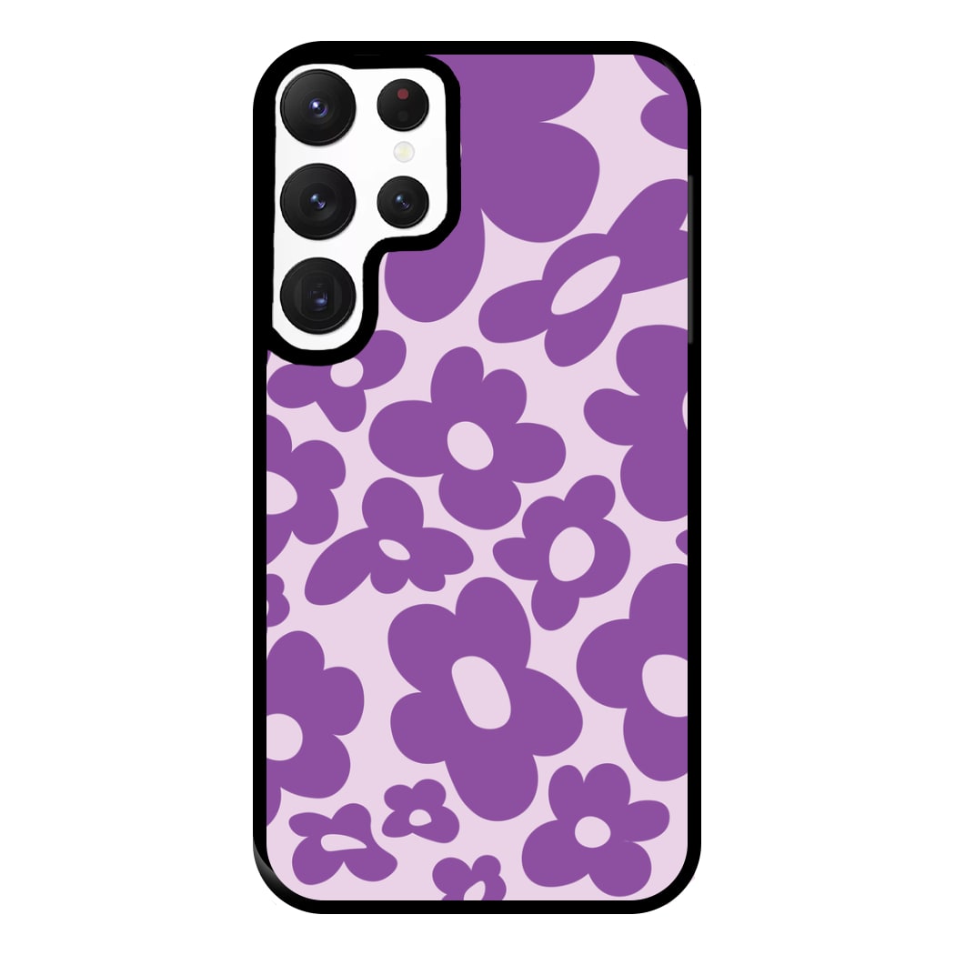 Purple Flowers - Trippy Patterns Phone Case for Galaxy S22 Ultra