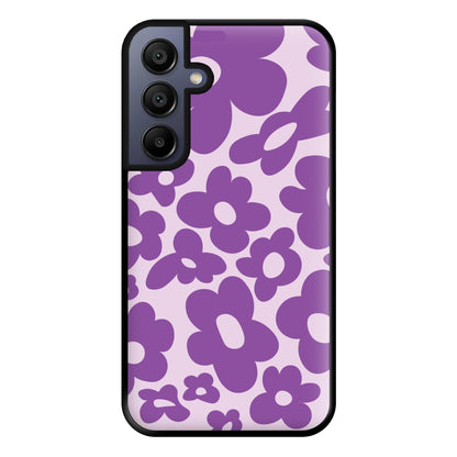 Purple Flowers - Trippy Patterns Phone Case for Galaxy A15