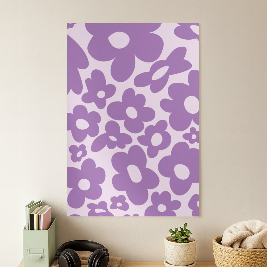 Purple Flowers - Trippy Patterns Poster