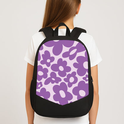 Purple Flowers - Trippy Patterns Large School Bag