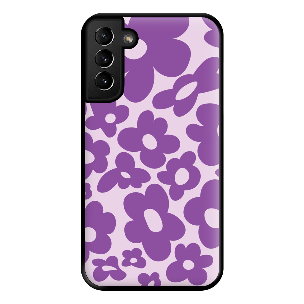 Purple Flowers - Trippy Patterns Phone Case for Galaxy S21 Plus