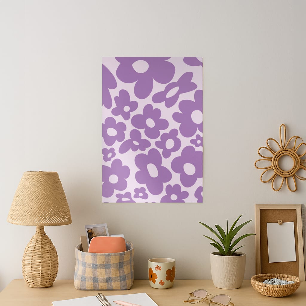 Purple Flowers - Trippy Patterns Art Print