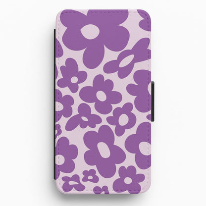 Purple Flowers - Trippy Patterns Flip / Wallet Phone Case
