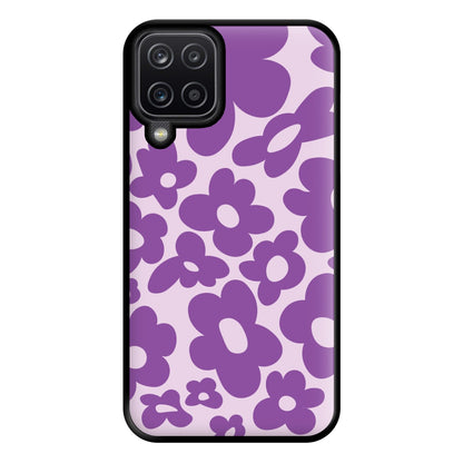 Purple Flowers - Trippy Patterns Phone Case for Galaxy A12