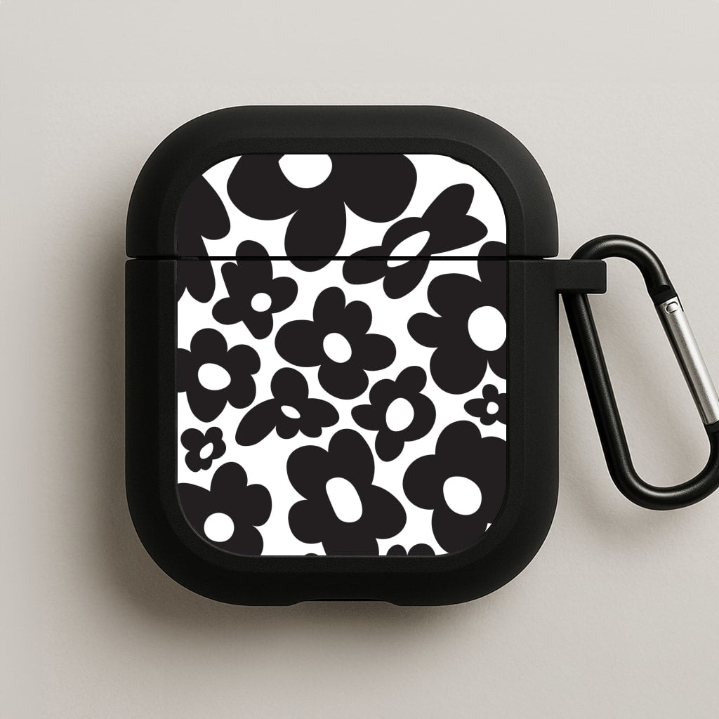 Black Flowers - Trippy Patterns AirPods Case