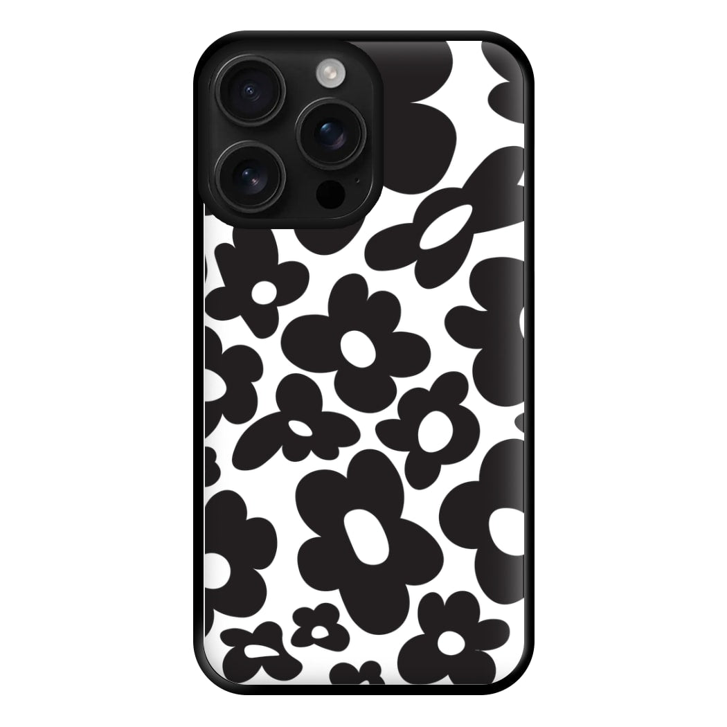 Black Flowers - Trippy Patterns Phone Case for iPhone 16 Pro Max