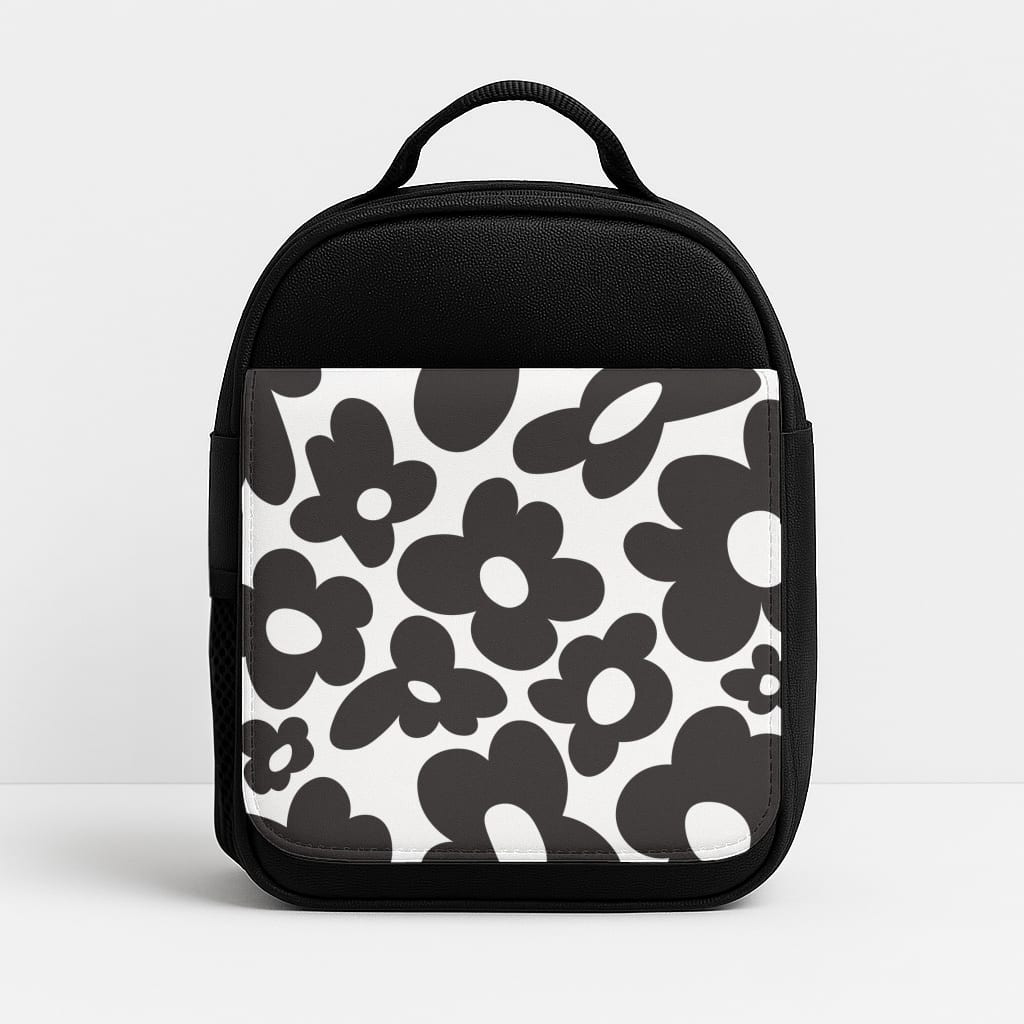 Black Flowers - Trippy Patterns Insulated Lunchbox