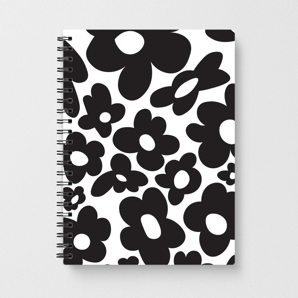 Black Flowers - Trippy Patterns Notebook