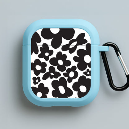 Black Flowers - Trippy Patterns Blue AirPods Case