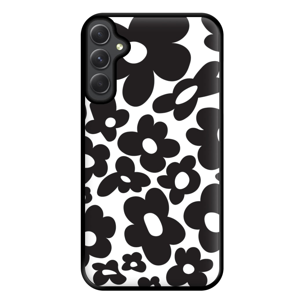 Black Flowers - Trippy Patterns Phone Case for Galaxy A54