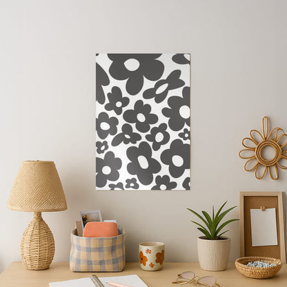 Black Flowers - Trippy Patterns Art Print