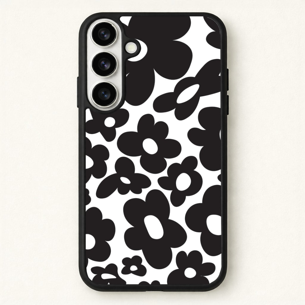 Black Flowers - Trippy Patterns Phone Case for Galaxy S26