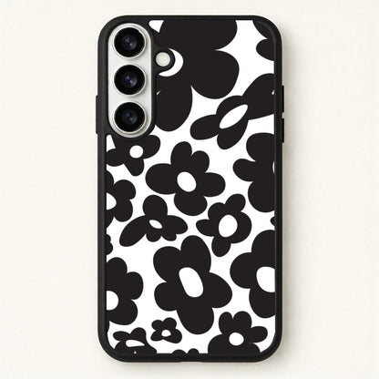 Black Flowers - Trippy Patterns Phone Case for Galaxy S26