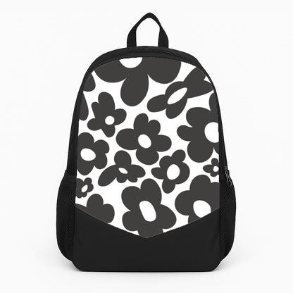 Black Flowers - Trippy Patterns Large Backpack