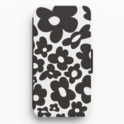 Black Flowers - Trippy Patterns Flip / Wallet Phone Case 1