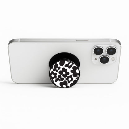 Black Flowers - Trippy Patterns Phone Stand