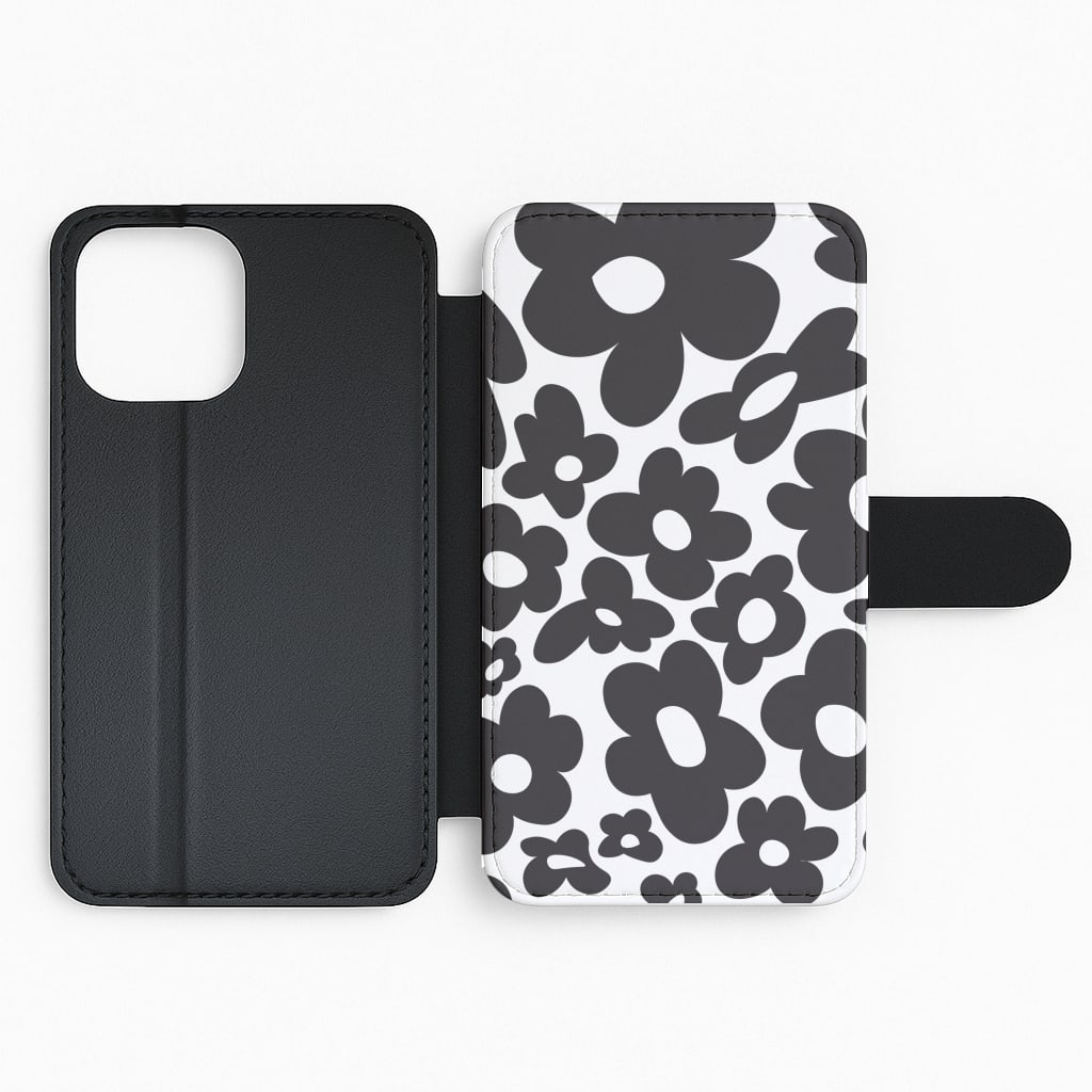 Black Flowers - Trippy Patterns Flip Phone Case