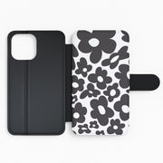 Black Flowers - Trippy Patterns Flip / Wallet Phone Case 2