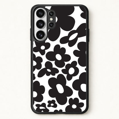 Black Flowers - Trippy Patterns Phone Case for Galaxy S26 Ultra
