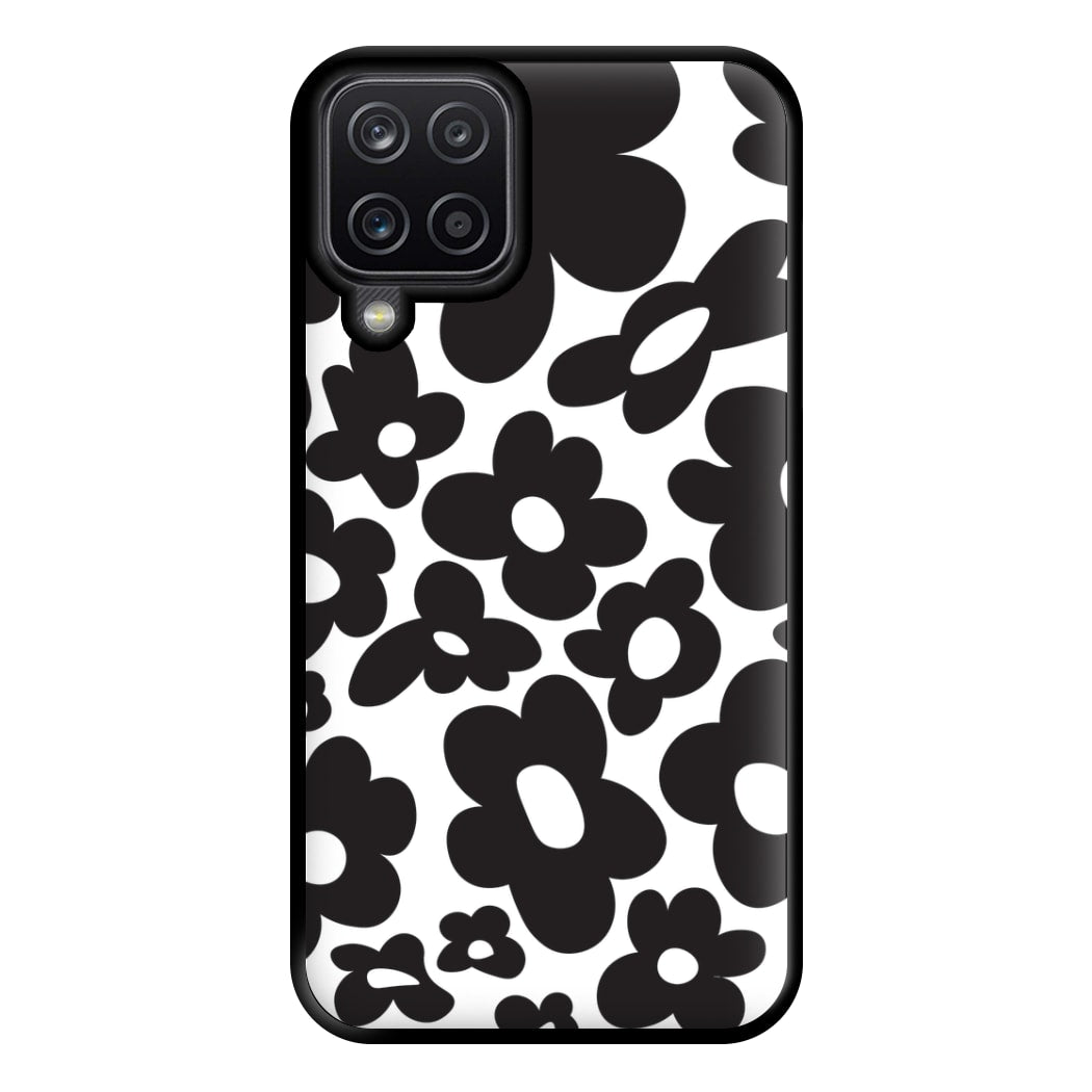 Black Flowers - Trippy Patterns Phone Case for Galaxy A12