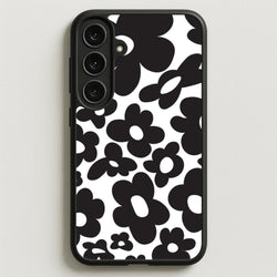 Black Flowers - Trippy Patterns Phone Case for Galaxy S25FE