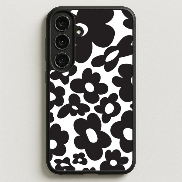 Black Flowers - Trippy Patterns Phone Case for Galaxy S25FE