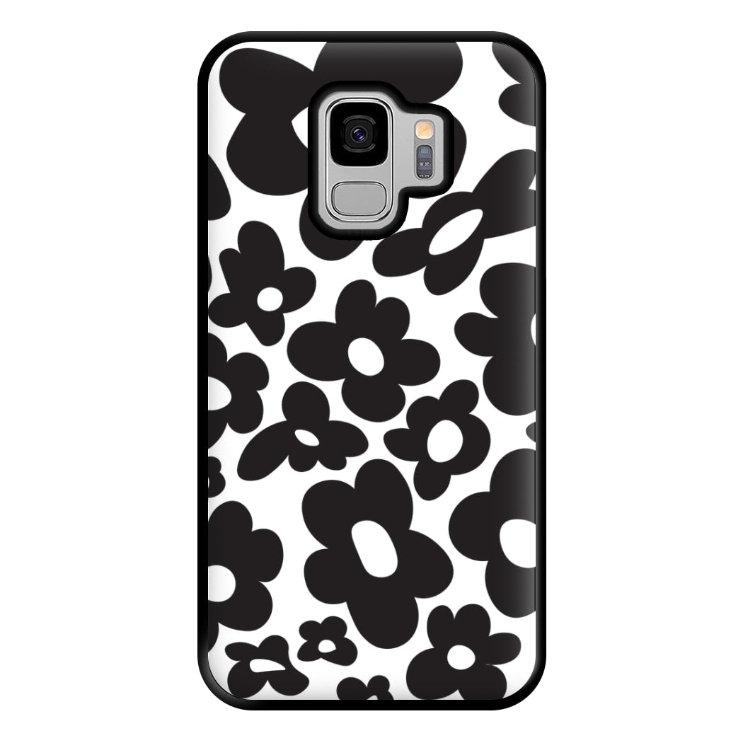 Black Flowers - Trippy Patterns Phone Case for Galaxy S9 Plus