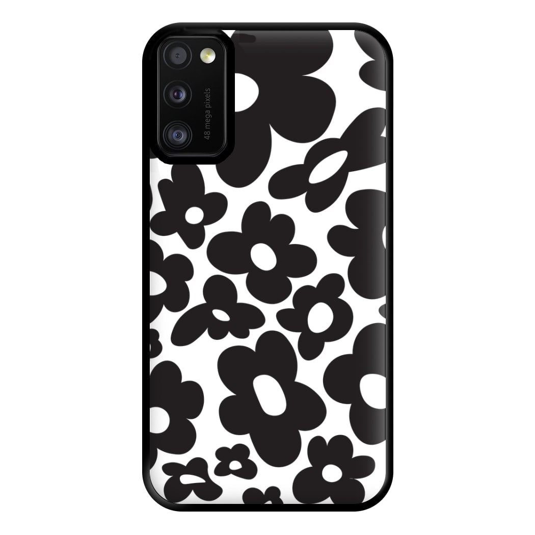 Black Flowers - Trippy Patterns Phone Case for Galaxy A41