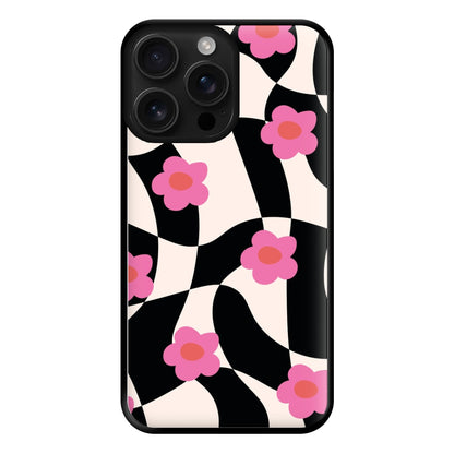 Checkboard Flowers - Trippy Patterns Phone Case for iPhone 16 Pro Max