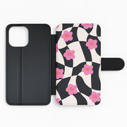 Checkboard Flowers - Trippy Patterns Flip / Wallet Phone Case 2