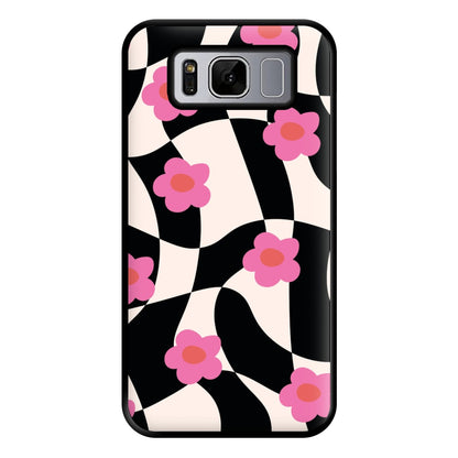 Checkboard Flowers - Trippy Patterns Phone Case for Galaxy S8 Plus