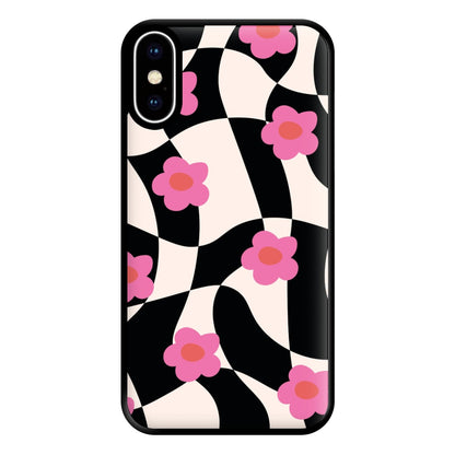 Checkboard Flowers - Trippy Patterns Phone Case for iPhone XS Max