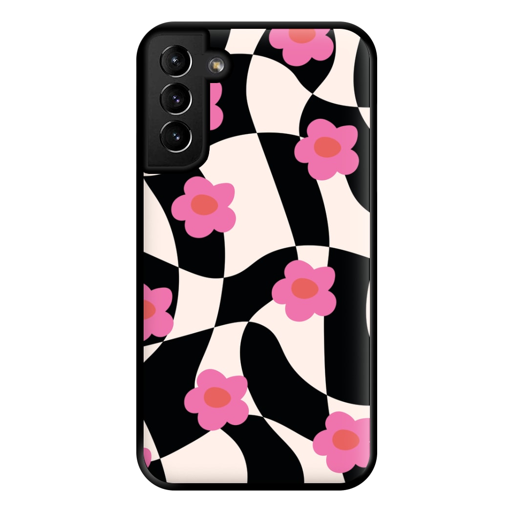 Checkboard Flowers - Trippy Patterns Phone Case for Galaxy S21 Plus