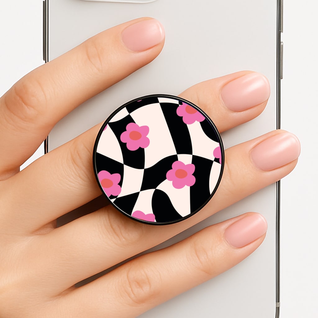 Checkboard Flowers - Trippy Patterns FunGrip