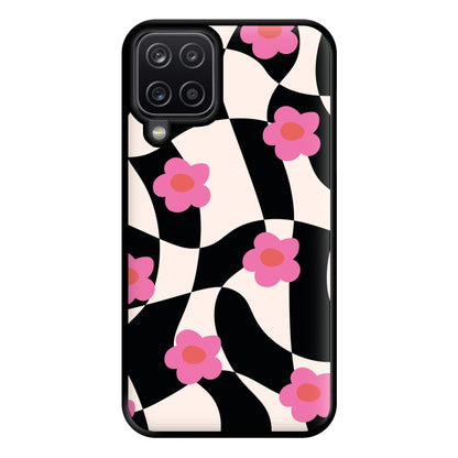 Checkboard Flowers - Trippy Patterns Phone Case for Galaxy A12