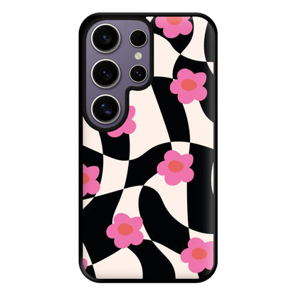 Checkboard Flowers - Trippy Patterns Phone Case for Galaxy S25 Ultra