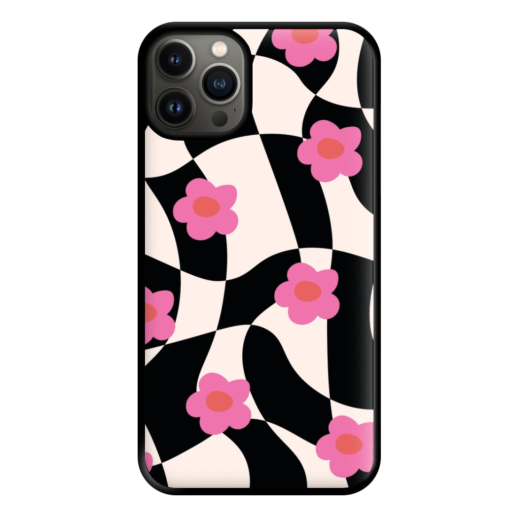 Checkboard Flowers - Trippy Patterns Phone Case for iPhone 13