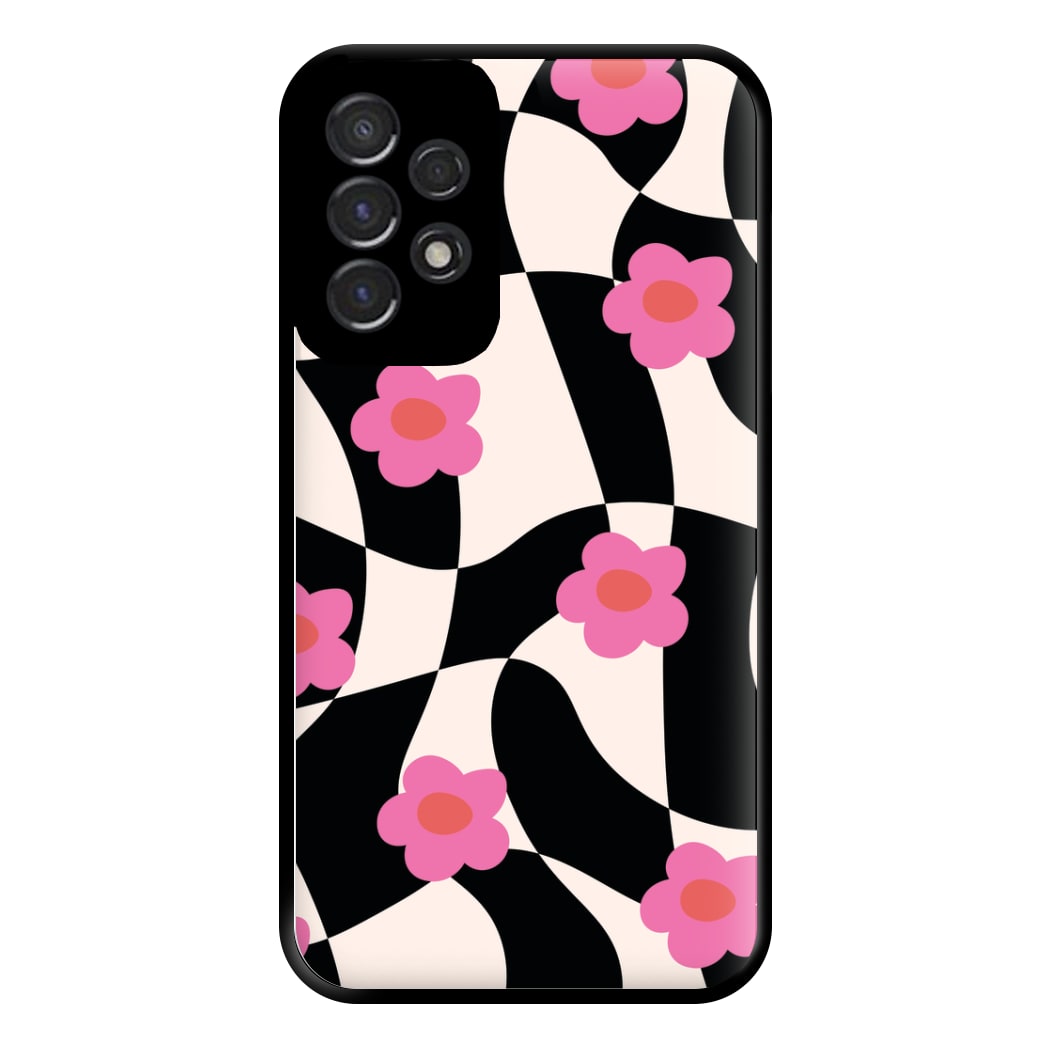 Checkboard Flowers - Trippy Patterns Phone Case for Galaxy A53