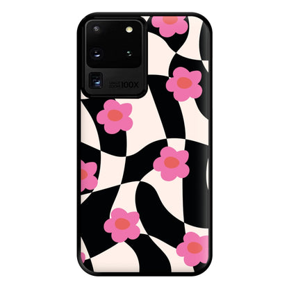 Checkboard Flowers - Trippy Patterns Phone Case for Galaxy S20 Ultra