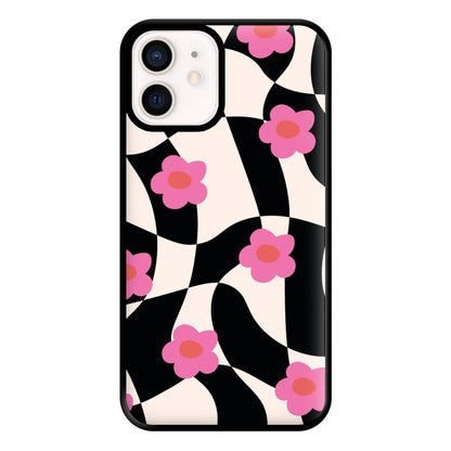 Checkboard Flowers - Trippy Patterns Phone Case for iPhone 12 Mini