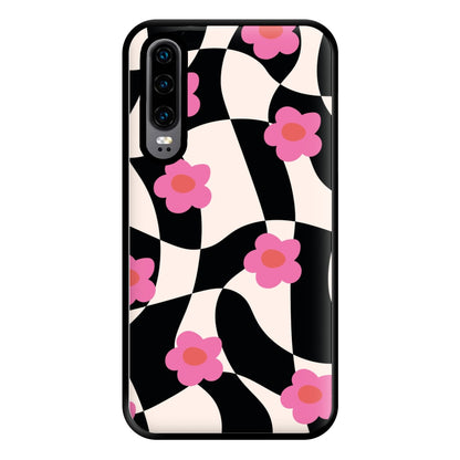 Checkboard Flowers - Trippy Patterns Phone Case for Huawei P30