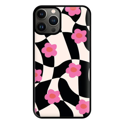 Checkboard Flowers - Trippy Patterns Phone Case for iPhone 13 Pro Max