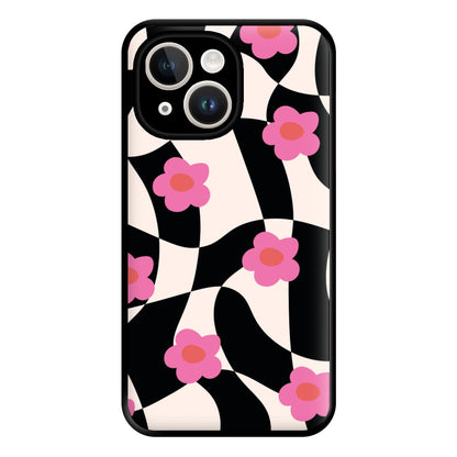 Checkboard Flowers - Trippy Patterns Phone Case for iPhone 14 Plus