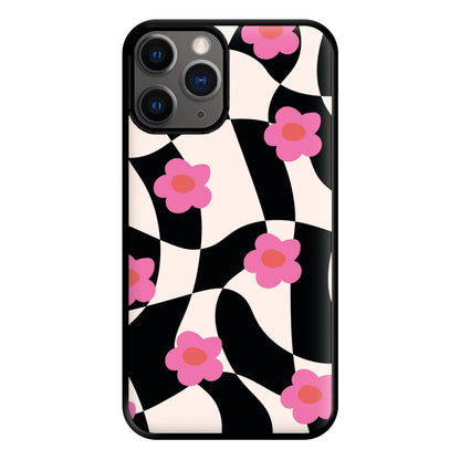 Checkboard Flowers - Trippy Patterns Phone Case for iPhone 12 Pro Max